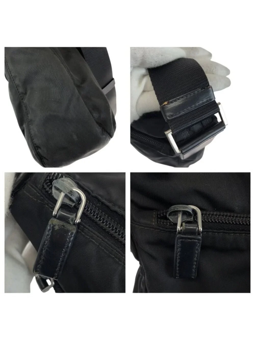 Prada Tessuto Black Silver Nylon Shoulder